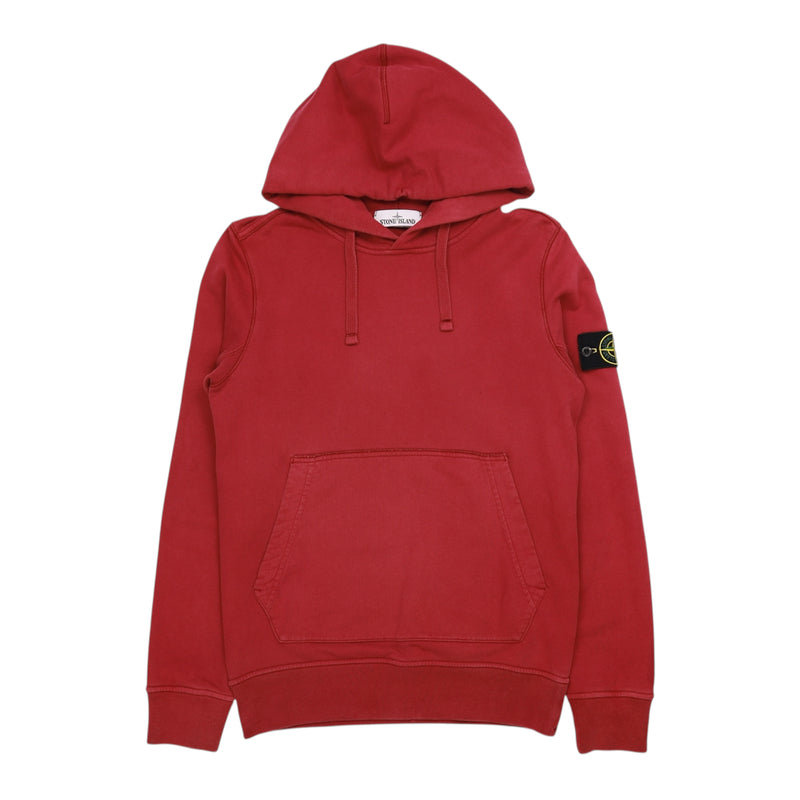 Stone Island A/W 18 Garment Dyed Popover Hoodie in Red, front