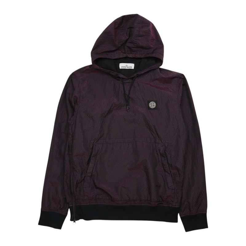 Stone Island A/W 20 Garment Dyed Poly Colour Frame TC Weft Hoodie in Purple, front
