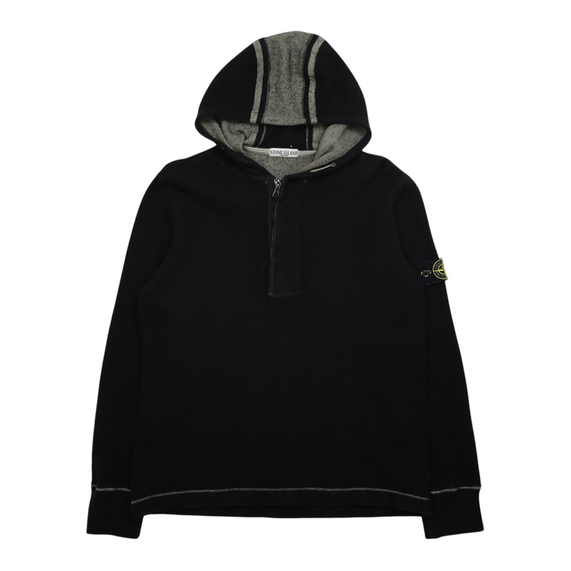 Stone Island A/W 10 Half Zip Garment Dyed Hoodie in Black, front