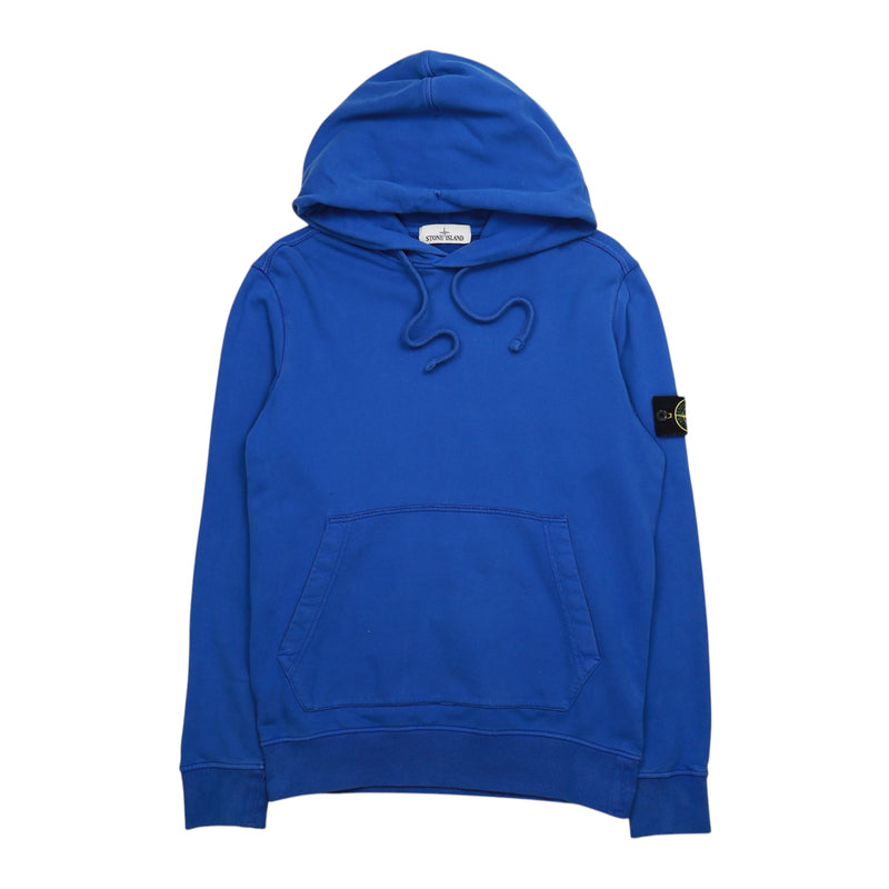 Stone Island A/W 17 Garment Dyed Popover Hoodie in Blue, front