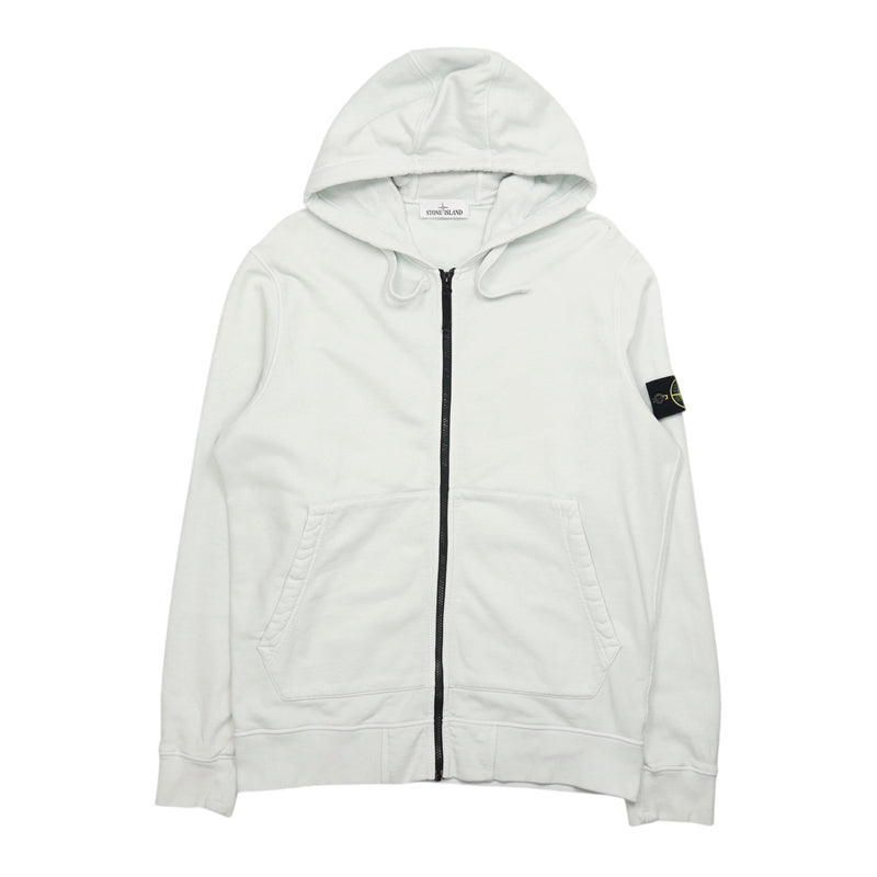 Stone Island A/W 21 Garment Dyed Full Zip Hoodie in Baby Blue, front