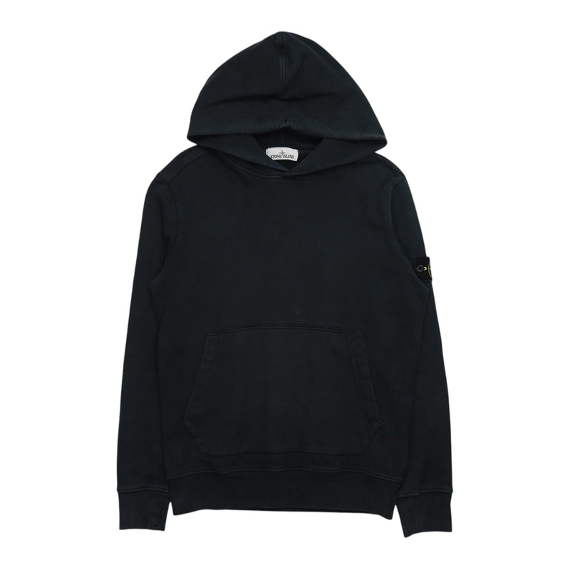 Stone Island A/W 21 Garment Dyed Popover Hoodie in Black, front