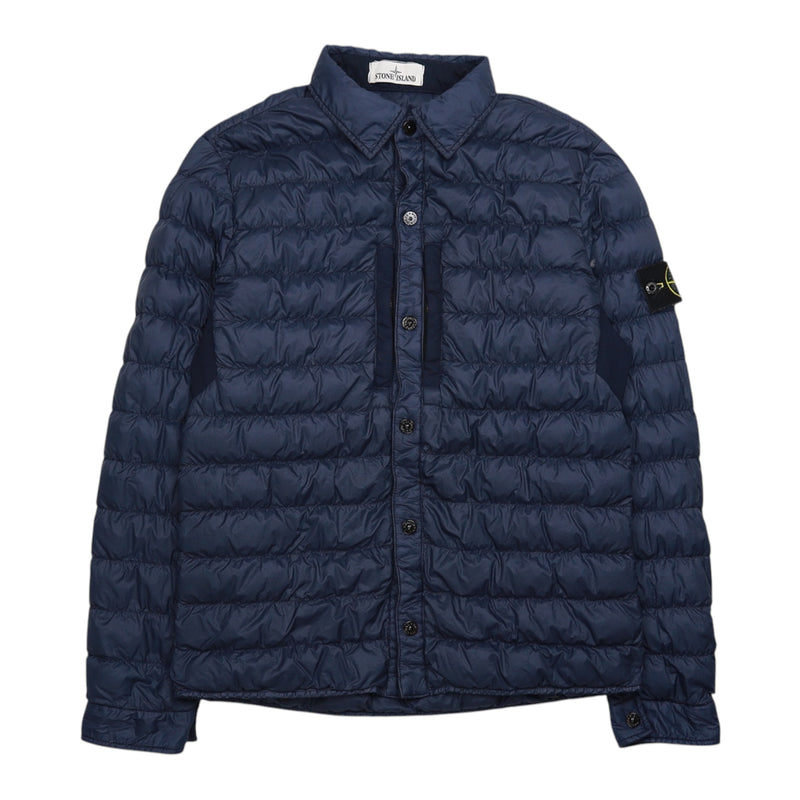 Stone Island A/W 17 Garment Dyed Micro Yarn Down Overshirt in Navy, front