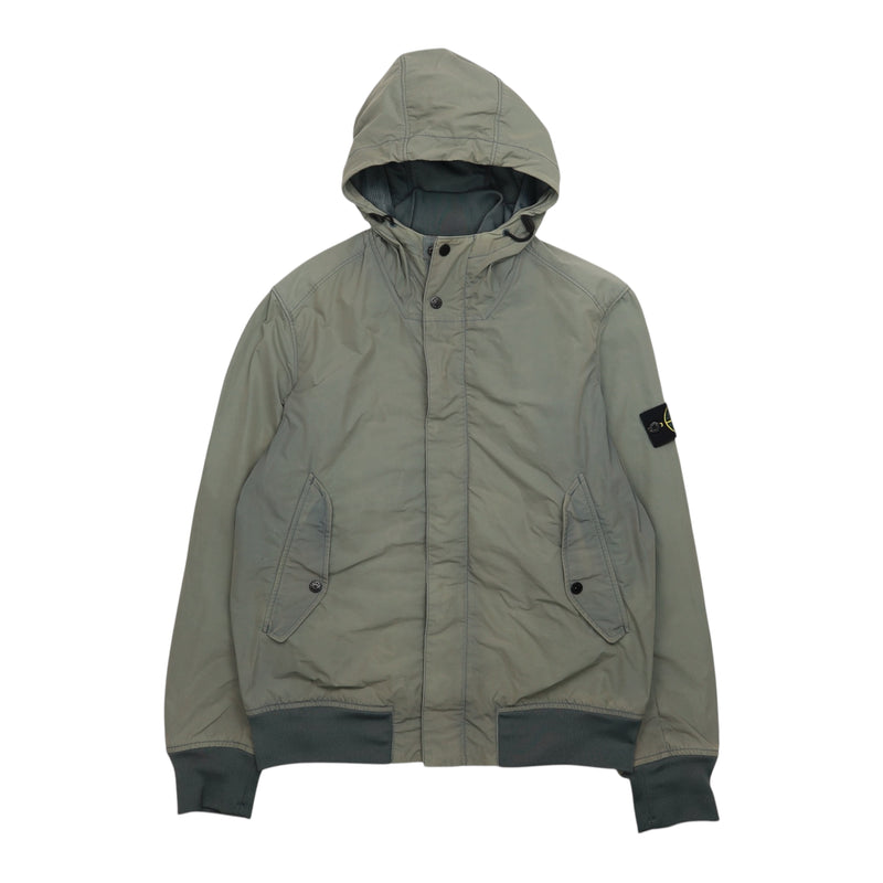 Stone Island S/S 15 Micro Reps Hooded Bomber Jacket in Grey, front