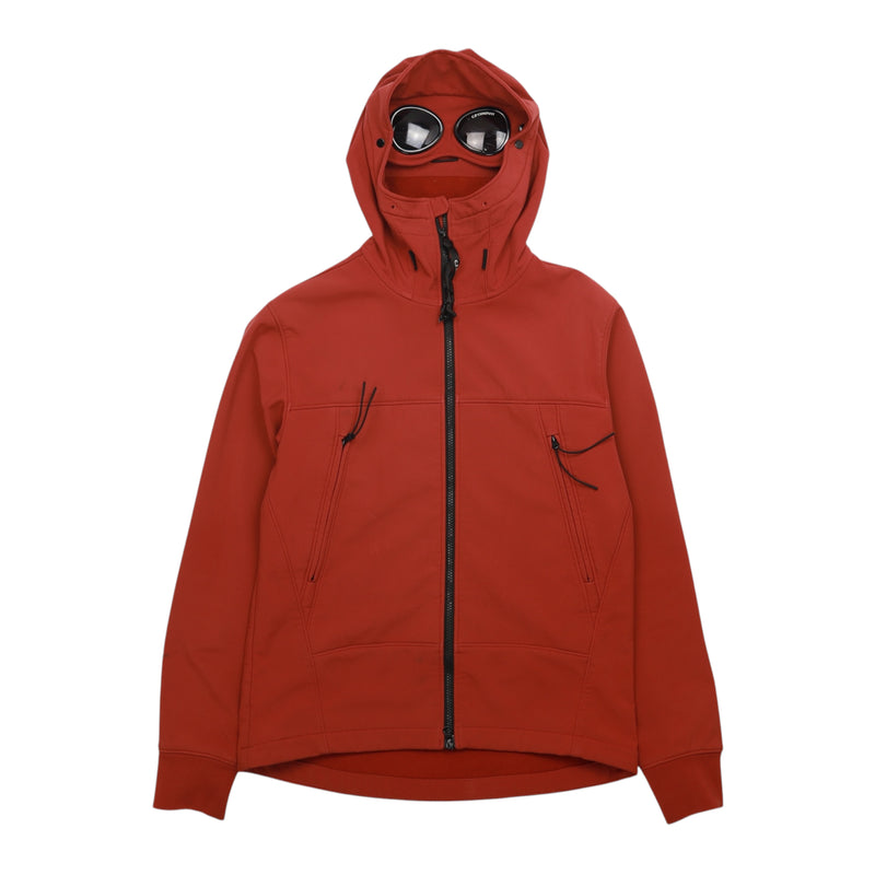 C.P. Company Soft Shell-R Hooded Goggle Jacket in Red, front