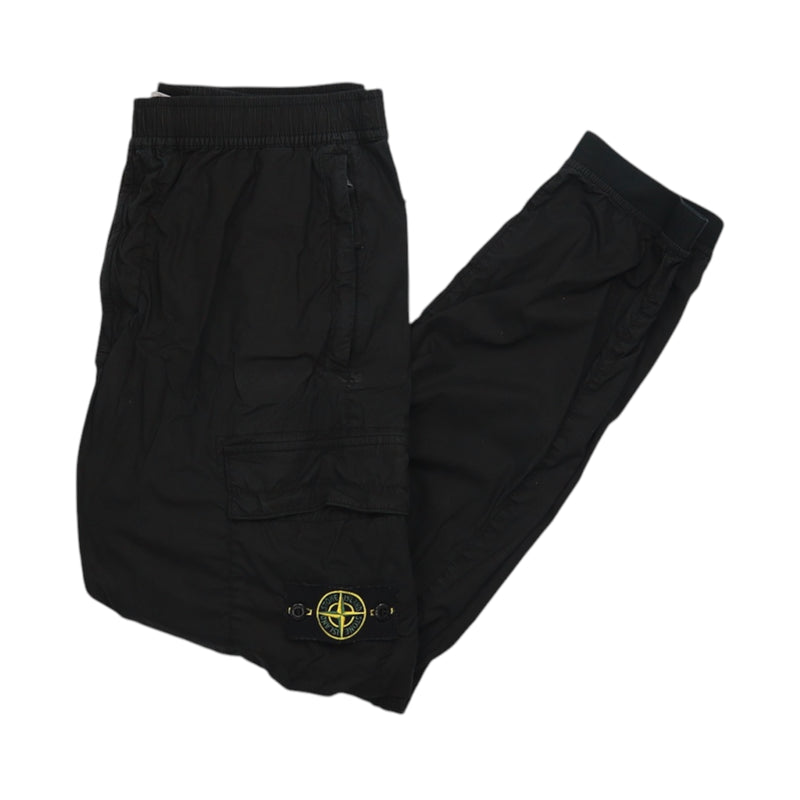 Stone Island S/S 22 Stretch Cotton Tela Paracadute Cargo Pants in Black, front