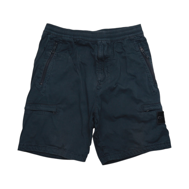 Stone Island S/S 21 Bermuda Ghost Cargo Shorts in Navy, front