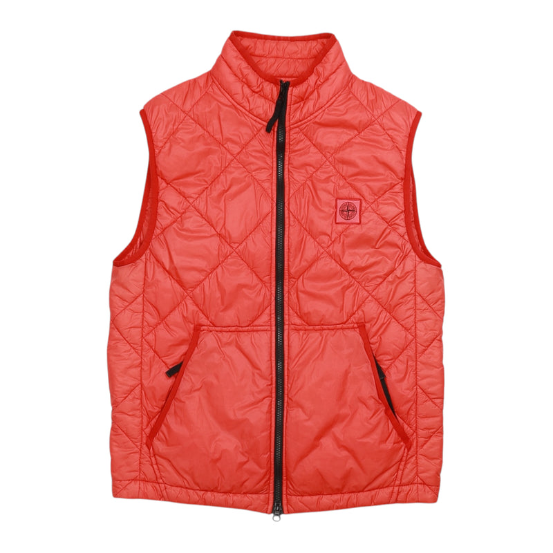 Stone Island S/S 19 Micro Yarn Quilted Gilet in Red, front