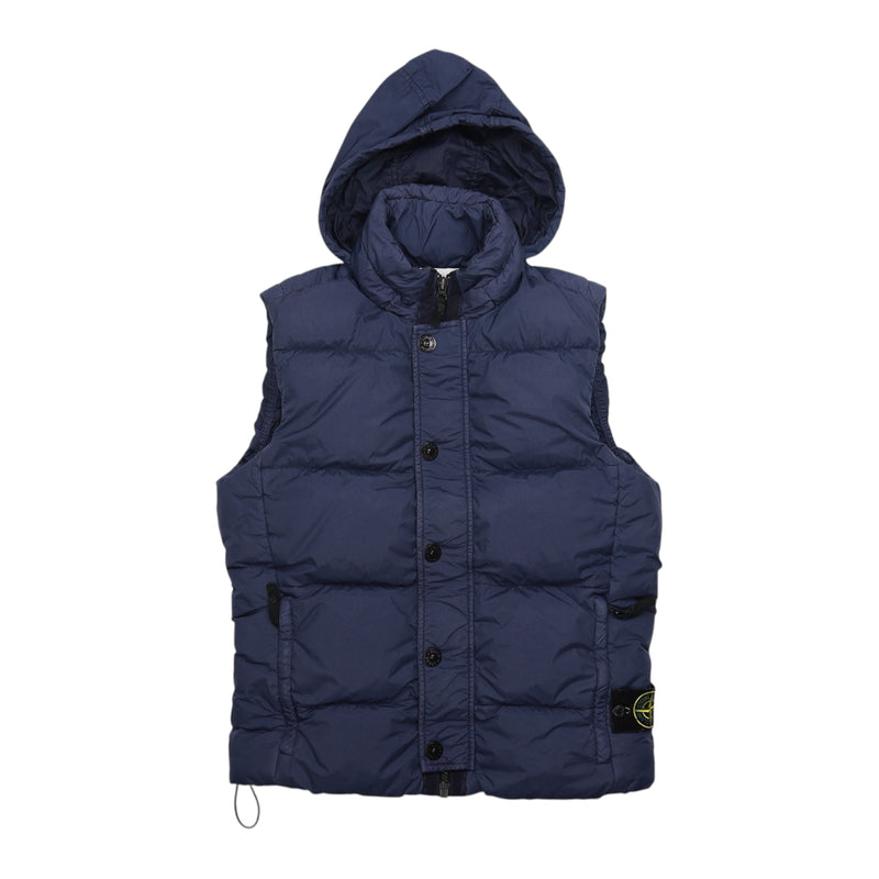 Stone Island A/W 15 Garment Dyed Crinkle Reps NY Down Gilet in Navy, front