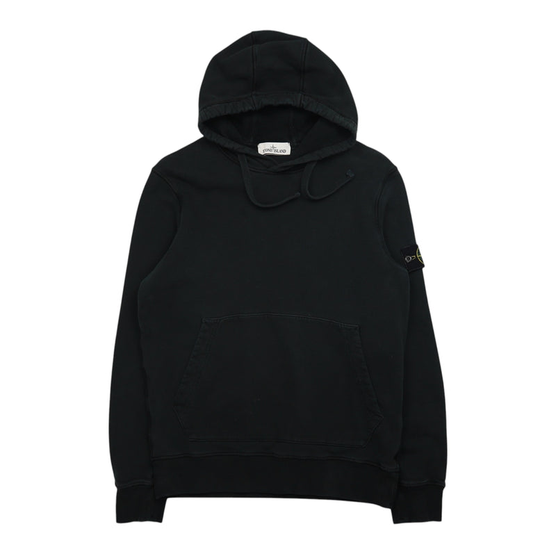 Stone Island A/W 21 Garment Dyed Popover Hoodie in Black, front