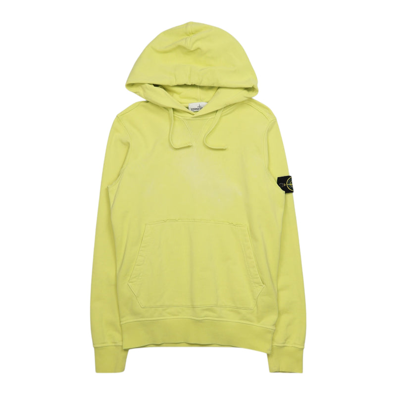 Stone Island S/S 19 Garment Dyed Popover Hoodie in Yellow, front