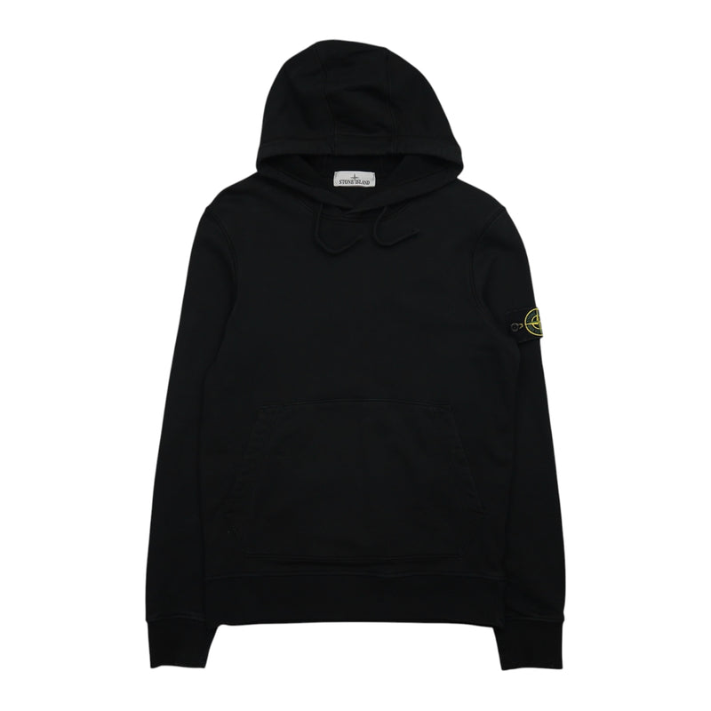Stone Island S/S 24 Garment Dyed Popover Hoodie in Black, front