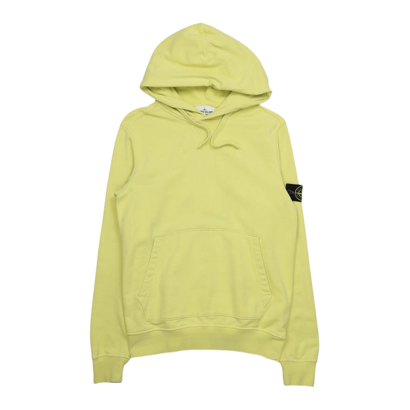Stone Island S/S 19 Garment Dyed Popover Hoodie in Yellow, front