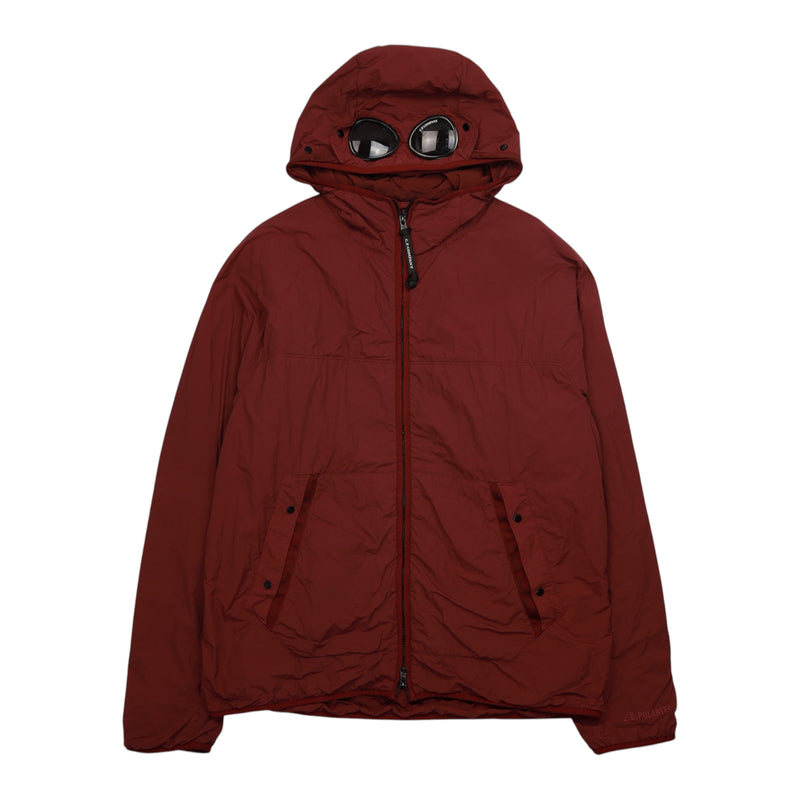 C.P. Company G.D.P Hooded Polartec Goggle Jacket in Burgundy, front