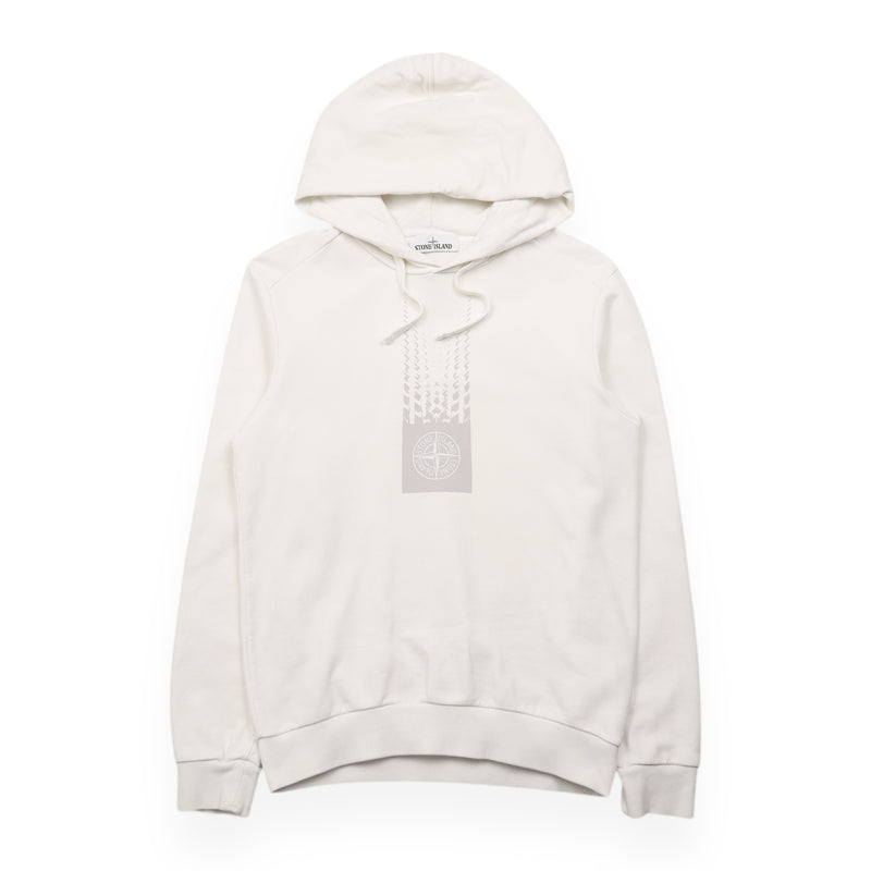 Stone Island A/W 17 Spellout Logo Hoodie in White, front