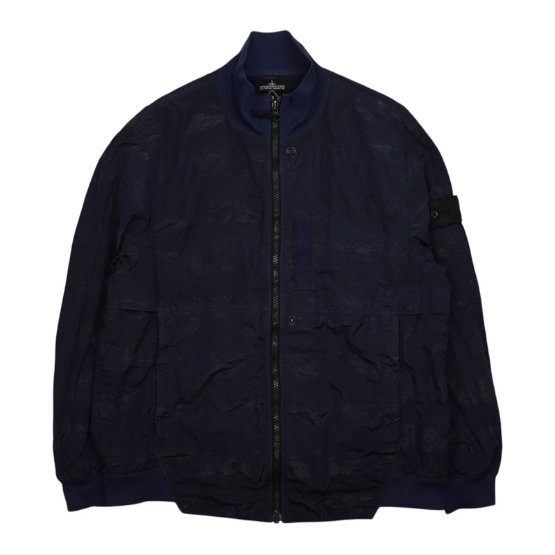 Stone Island S/S 20 Shadow Project Striped Nylon Metal Jacket in Navy, front