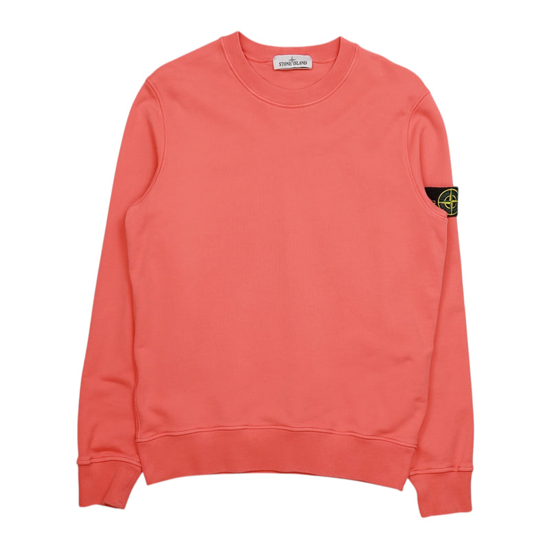 Stone Island S/S 22 Garment Dyed Sweatshirt in Coral, front