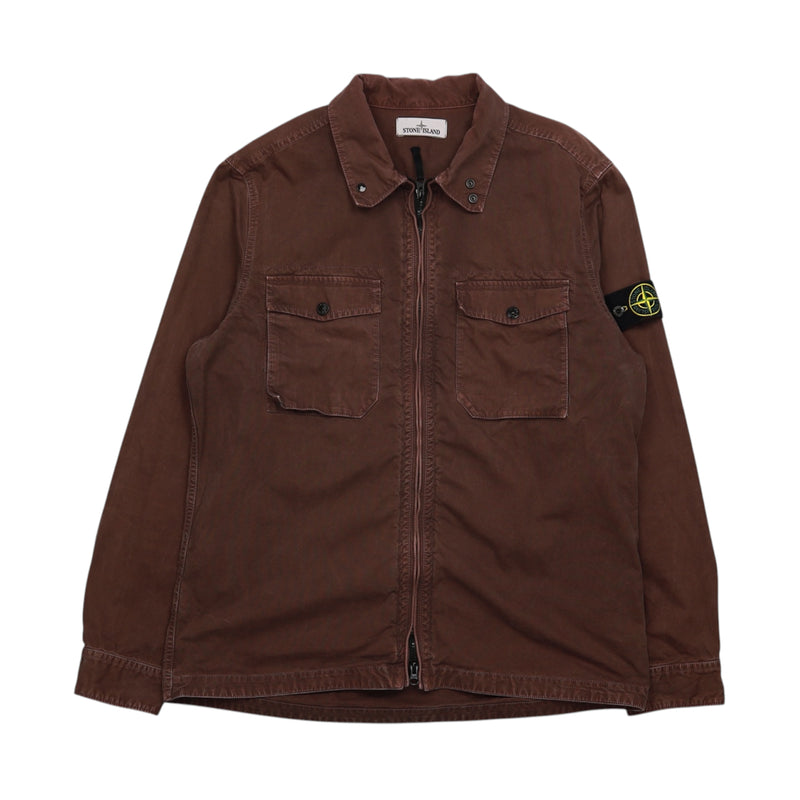 Stone Island S/S 15 Thick Cotton Twin Pocket Overshirt in Burgundy, front