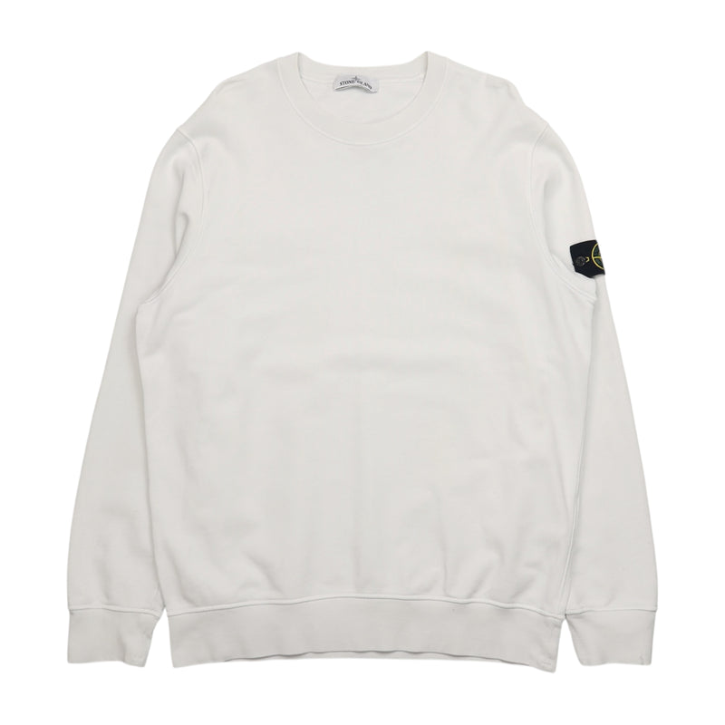 Stone Island S/S 22 Garment Dyed Sweatshirt in White, front