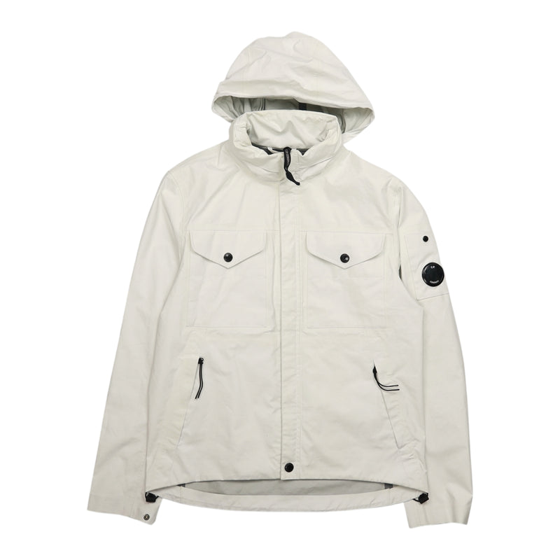 C.P. Company S/S 17 3-Layer Hooded T-Mack Jacket in White, front