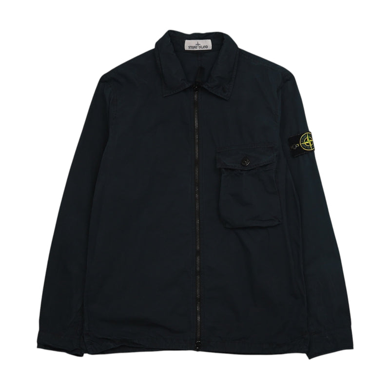 Stone Island S/S 20 Garment Dyed Pocket Overshirt in Navy, front