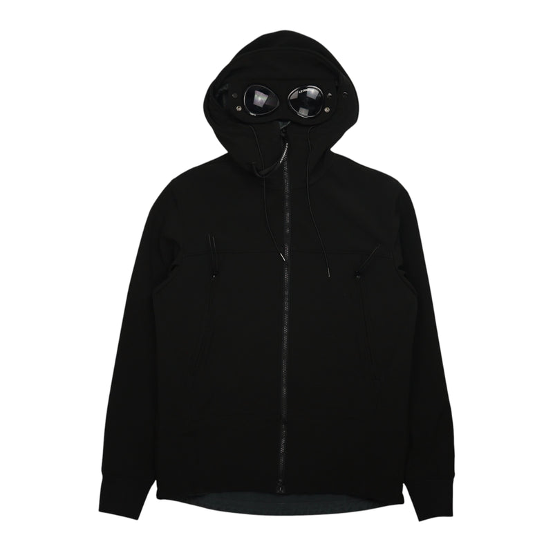 C.P. Company Soft Shell Goggle Jacket in Black, front