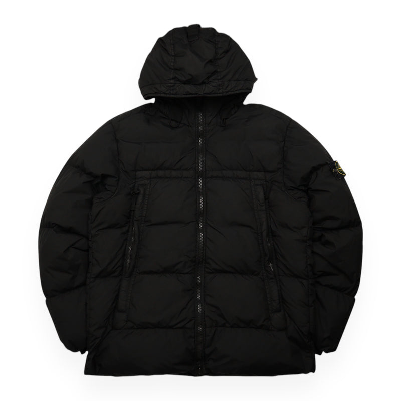 Stone Island Crinkle Reps Hooded Down Jacket in Black, front
