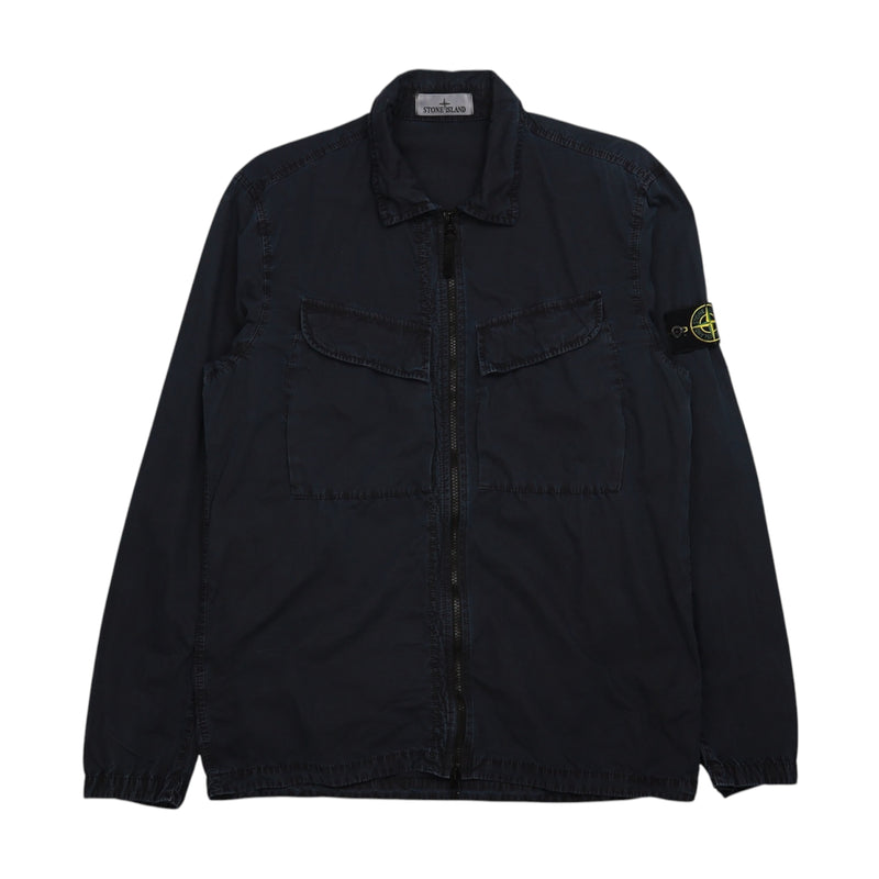 Stone Island A/W 22 Brushed Cotton Canvas Overshirt in Navy, front