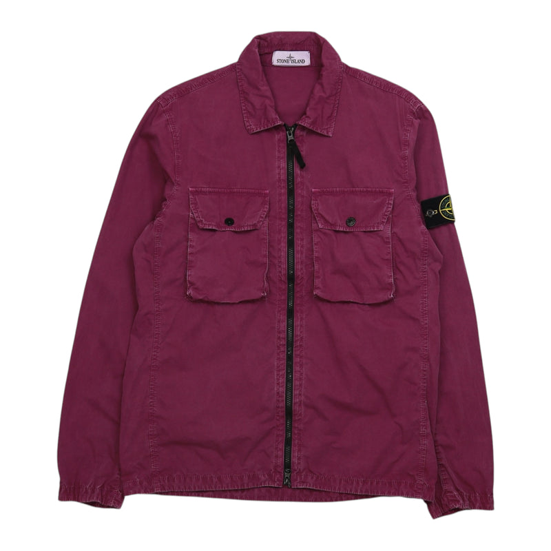 Stone Island A/W 21 2 Pocket Brushed Cotton Overshirt in Purple, front