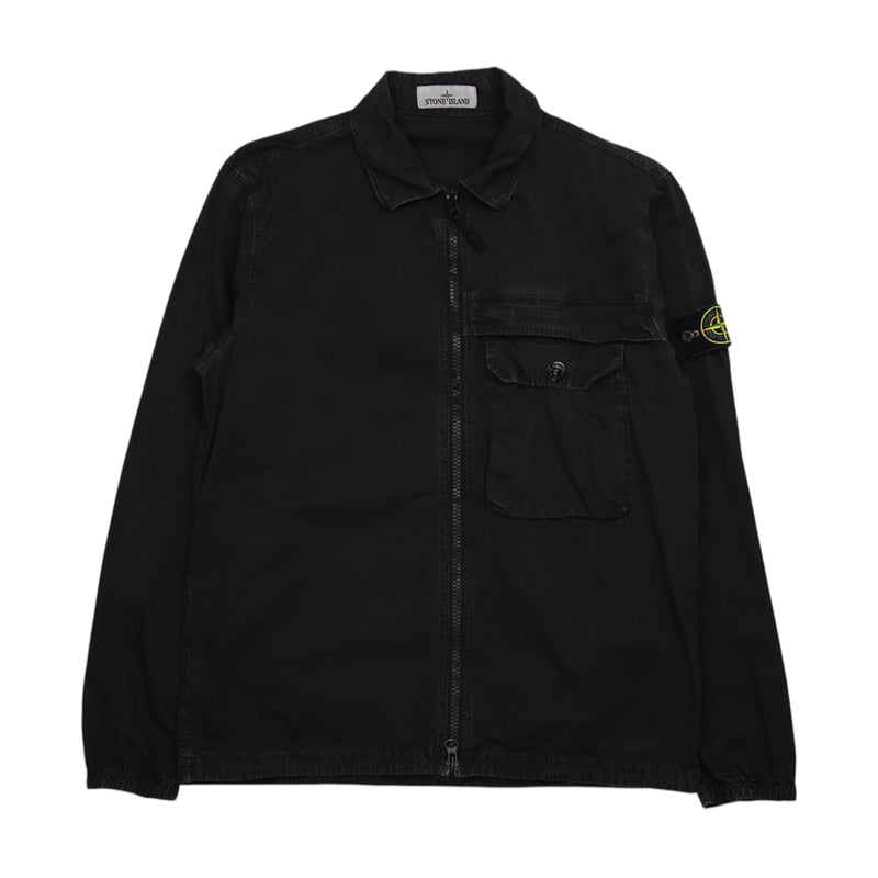 Stone Island A/W 20 Garment Dyed Pocket Overshirt in Black, front