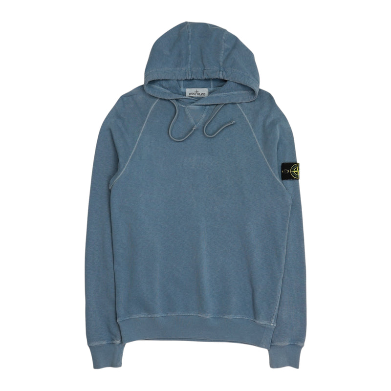 Stone Island S/S 22 Garment Dyed Hoodie in Blue, front