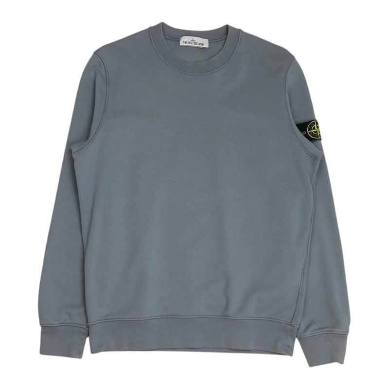 Stone Island S/S 21 Garment Dyed Sweatshirt in Pale Blue, front