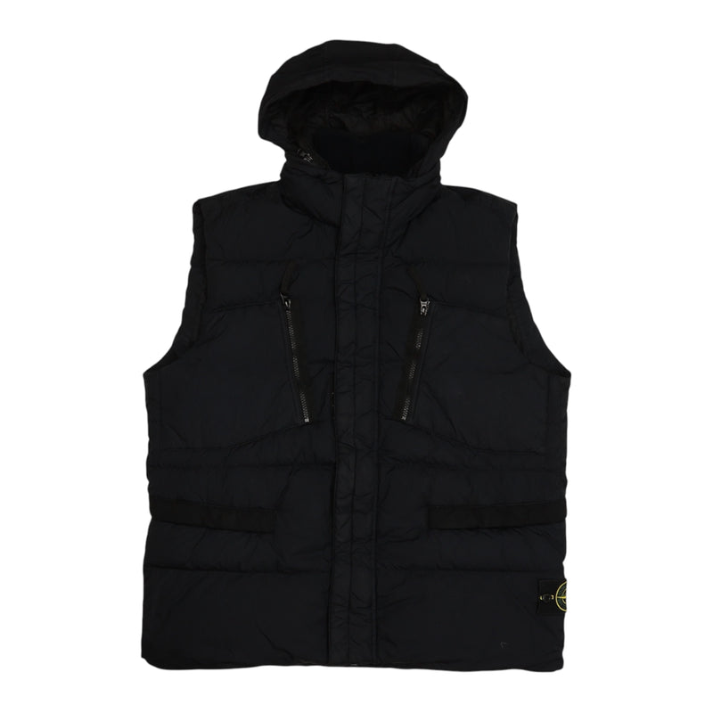 Stone Island A/W 16 Crinkle Reps NY Down Gilet in Black, front