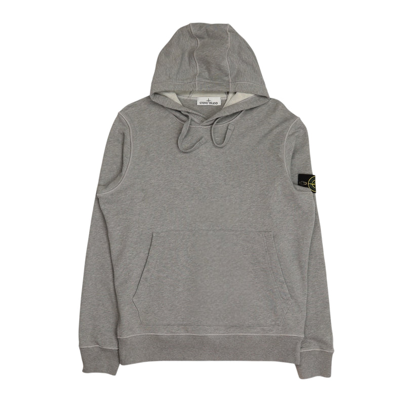 Stone Island S/S 21 Garment Dyed Popover Hoodie in Grey, front
