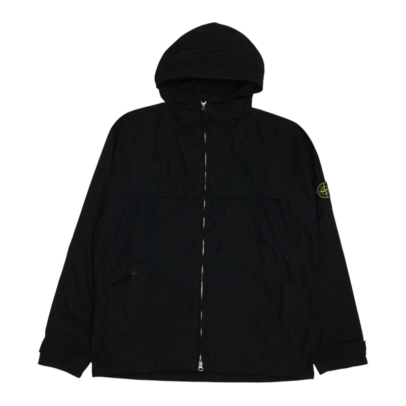 Stone Island S/S 20 Micro Reps Hooded Jacket in Black, front