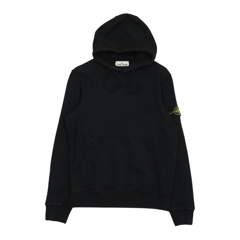 Stone Island A/W 21 Garment Dyed Popover Hoodie in Black, front