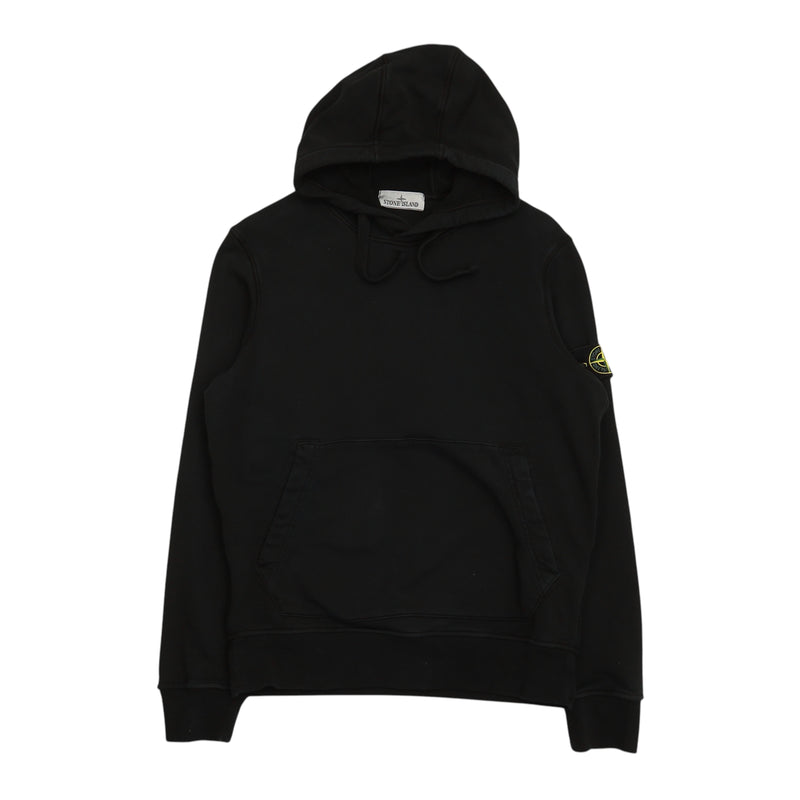 Stone Island S/S 24 Garment Dyed Popover Hoodie in Black, front
