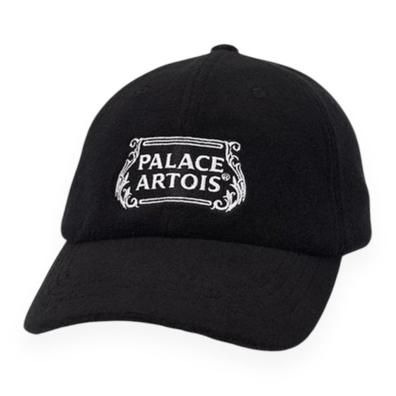 Palace x Stella Artois 6-Panel Cap in Black, front