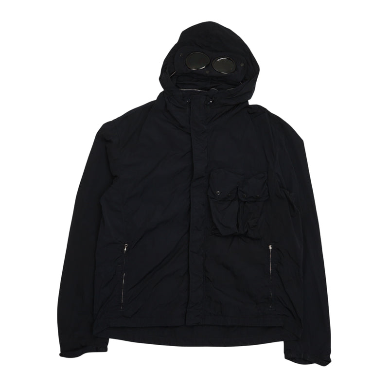 C.P. Company S/S 14 Chrome Packable Concealed Goggle Jacket in Navy, front