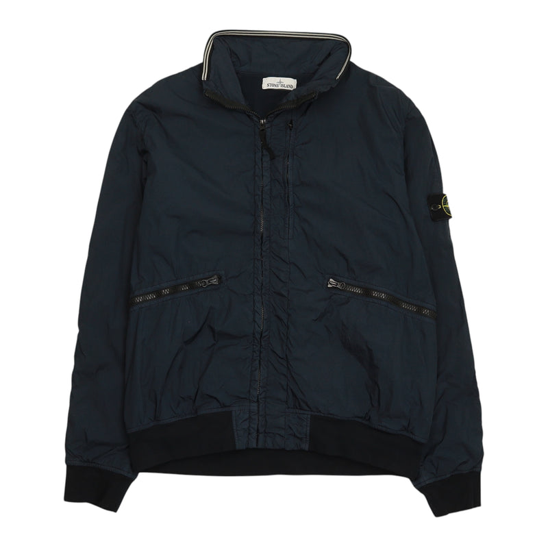 Stone Island S/S 19 Garment Dyed Crinkle Reps NY Cotton Lined Jacket in Navy, front