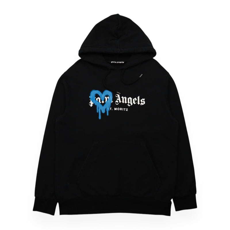 Palm Angels St Moritz Heart Hoodie in Black, front