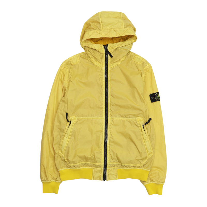 Stone Island A/W 18 Lamy Flock Hooded Jacket in Yellow, front