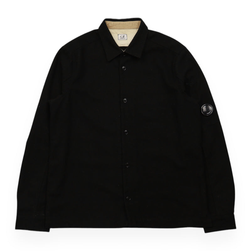 C.P. Company Button Up Lens Jacket in Black, front