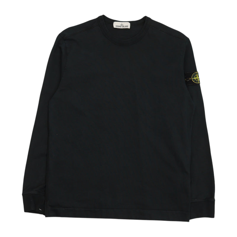 Stone Island S/S 21 Garment Dyed Lightweight Sweatshirt in Black, front