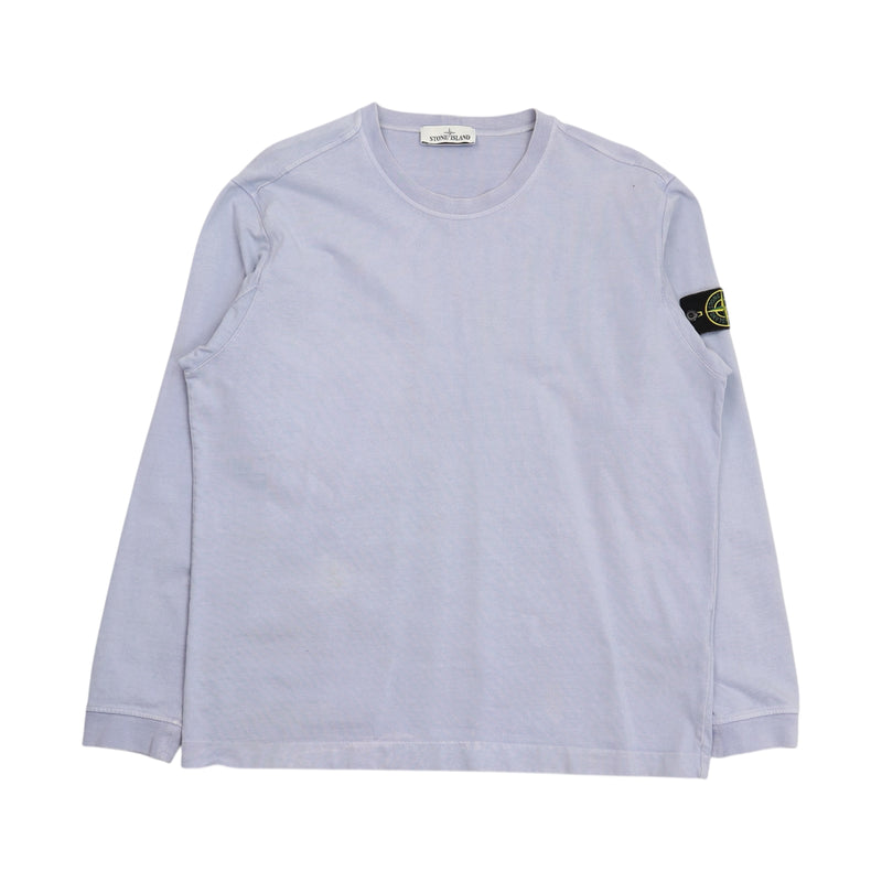 Stone Island S/S 19 Garment Dyed Lightweight Sweatshirt in Pale Blue, front