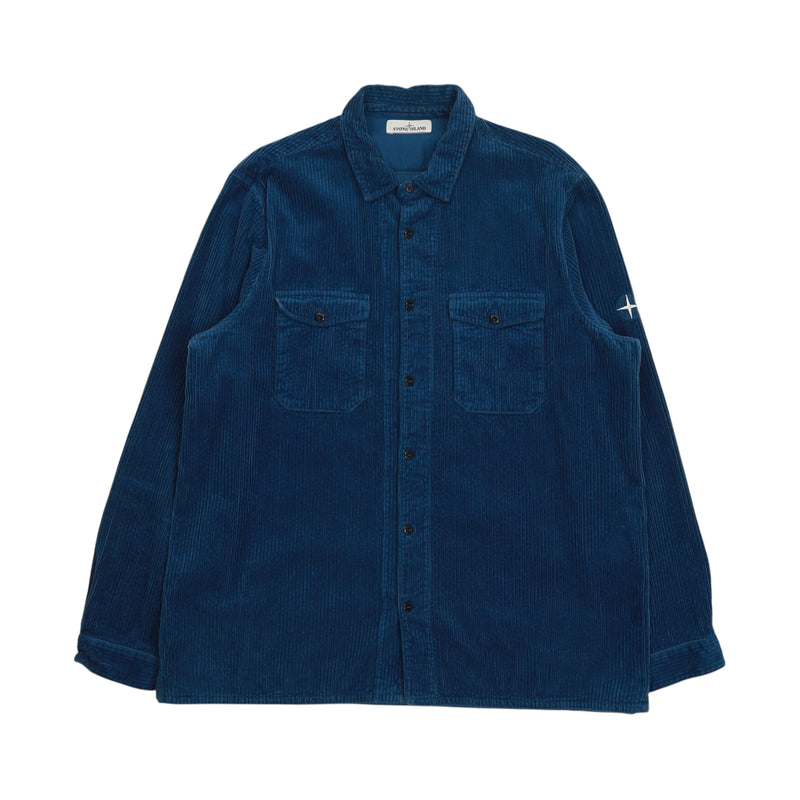 Stone Island A/W 20 Corduroy 2 Pocket Overshirt in Blue, front