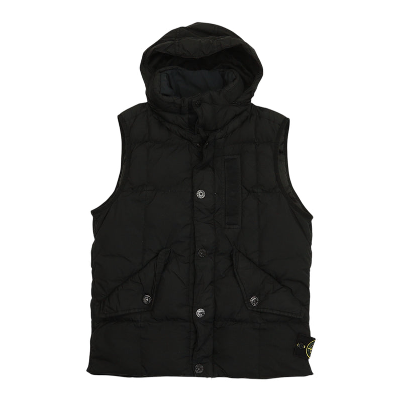 Stone Island A/W 19 Garment Dyed Crinkle Reps NY Gilet in Black, front