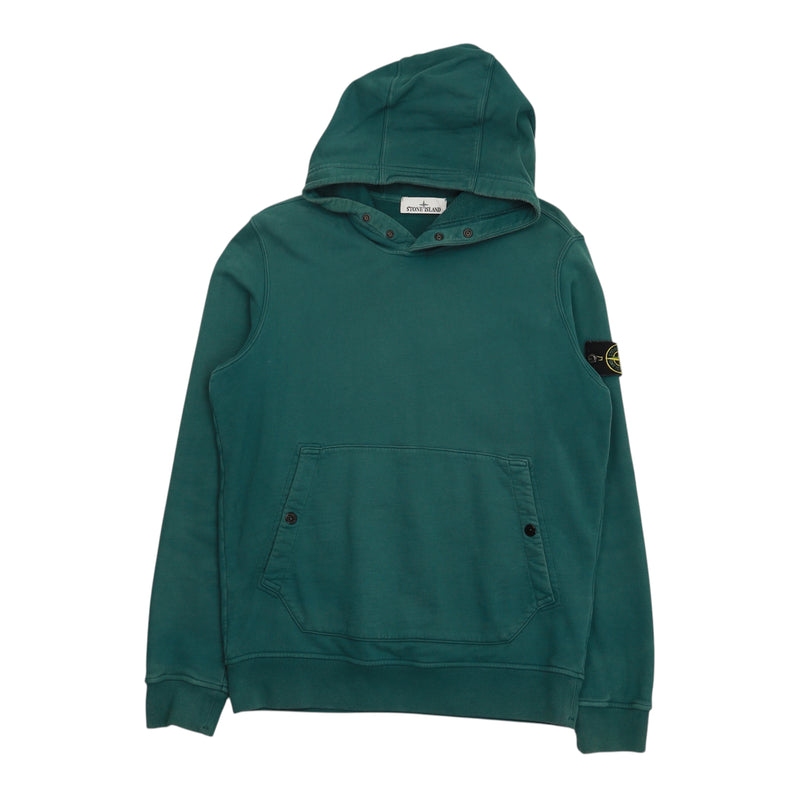 Stone Island A/W 23 Garment Dyed Popover Hoodie in Teal, front