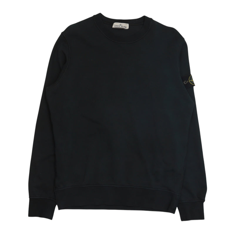 Stone Island S/S 23 Garment Dyed Sweatshirt in Black, front