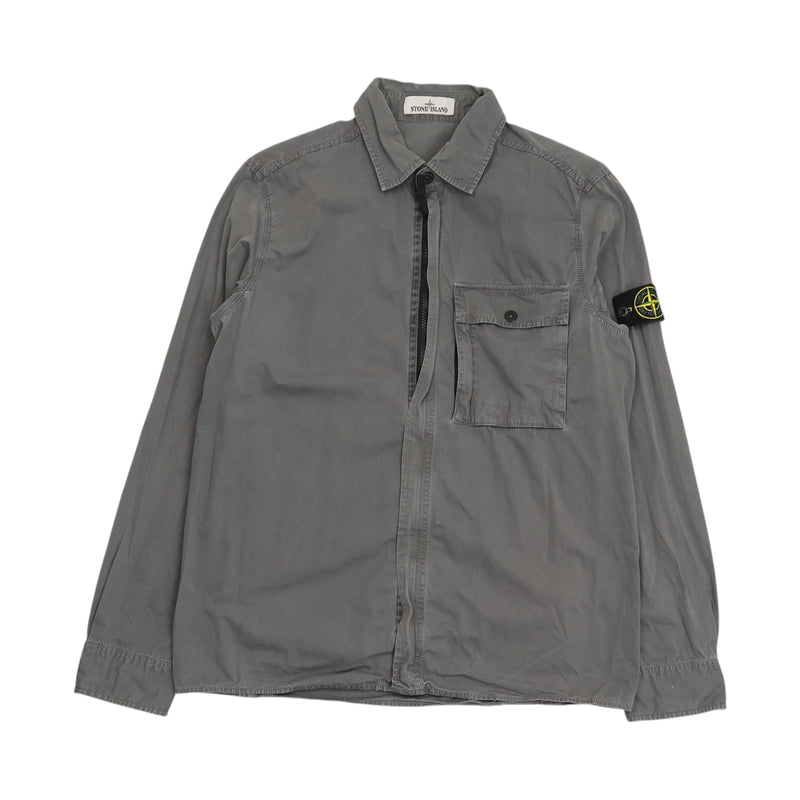 Stone Island A/W 17 Garment Dyed Cotton Overshirt in Grey, front